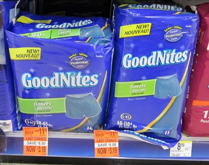 GoodNites Boxers in different sizes for just 319