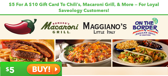 Grab 10 To Chili’s, Macaroni Grill for 5!