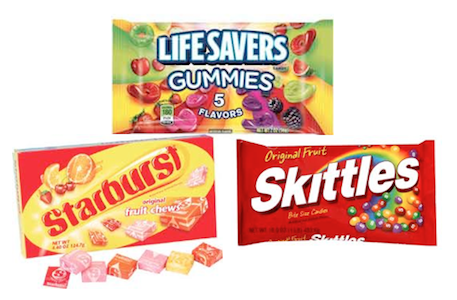 Skittles, Starburst, Life Savers Gummies