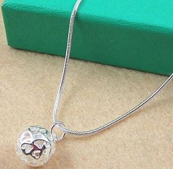 Amazon Silver Plated Hollow Ball Pendant Necklace