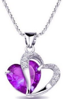 Amazon Diamond Accent Amethyst Heart Shape Necklace