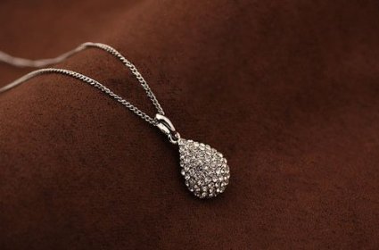 Amazon Silver & Gold Crystal Teardrop Pendant Necklace