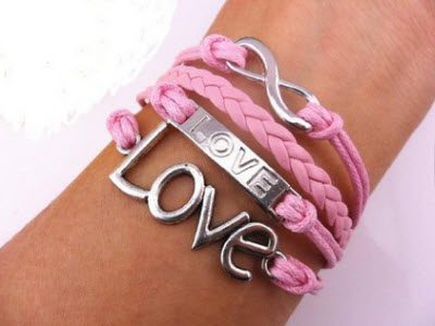 Amazon Silver and Pink Love Infinite Bracelet