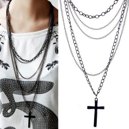 Amazon Retro Black Cross Pendant Necklace