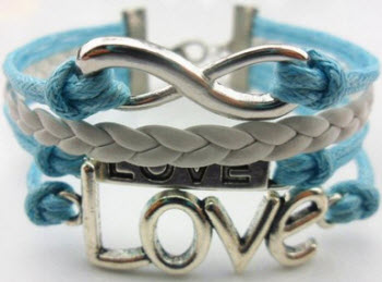 Amazon Silver and Blue Love Infinity Bracelet Detail