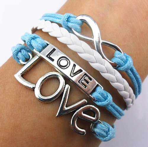 Amazon Silver and Blue Love Infinity Bracelet
