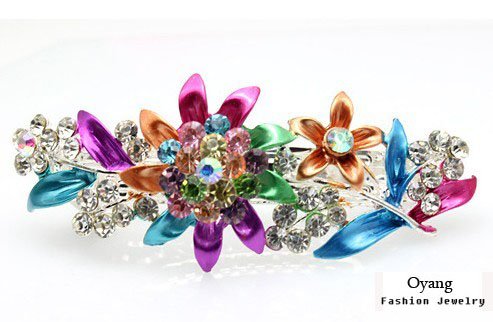 Amazon Multi-Color Crystal Flowers Hair Clip