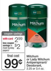 Mitchum Deodorant Coupon Makes Them 99¢
