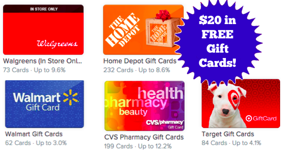 *HOT* Get a FREE $20 Gift Card to Walgreens, Target, Walmart or More - Today ONLY!