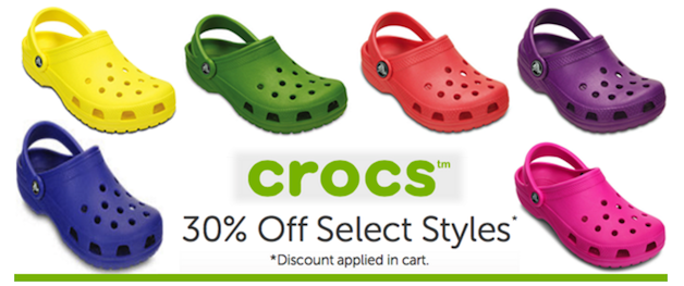 Crocs: 30% Of Select Styles