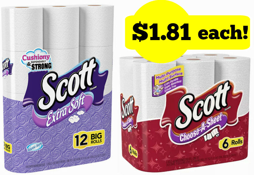 Scott Paper Towels & Bath Tissue $1.81 Each Multipack!